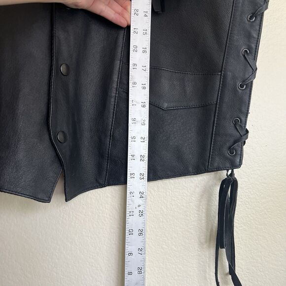 Western Rodeo Leather‎ Biker Vest Men's XL  Black Eagle Fringe Western Rocker - Picture 5 of 11